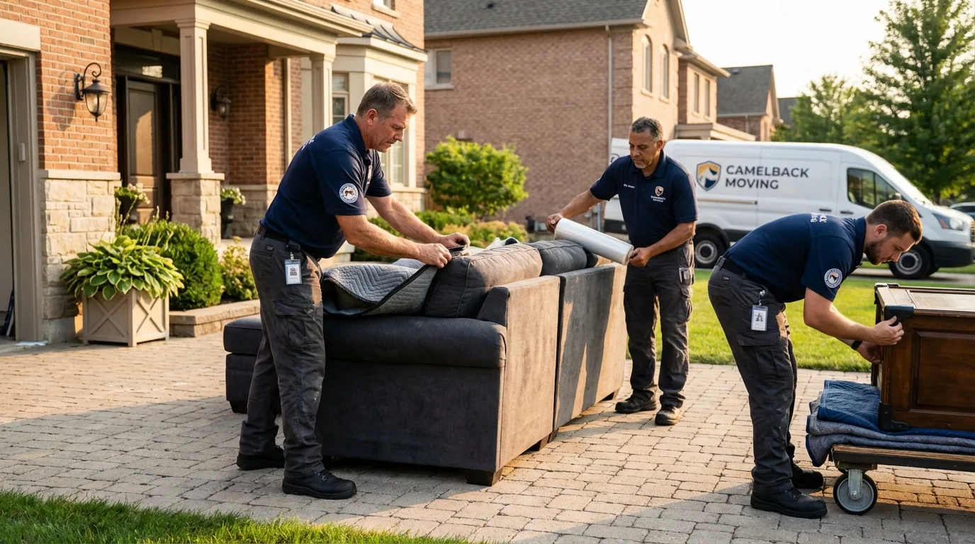 Large estate moving crew wrapping furniture in Hartville, MO